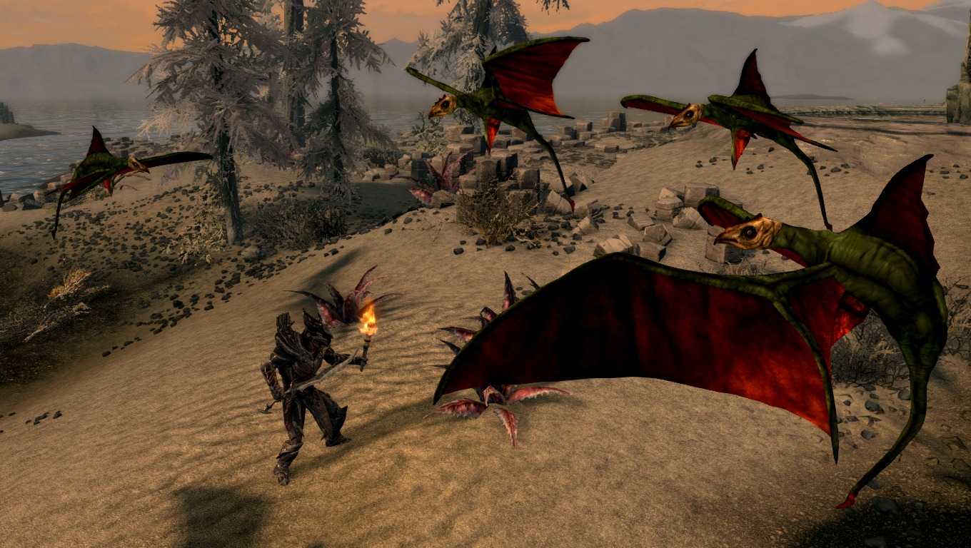 Cliff Racers Mihail Monsters And Animals Mihail Oldrim Mod クリーチャー Skyrim Mod データベース Mod紹介 まとめサイト