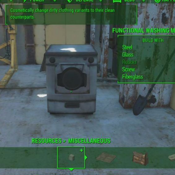 Functional Washer Wash Dirty Clothes 日本語化対応 クラフト 装備 Fallout4 Mod データベース Mod紹介 まとめサイト