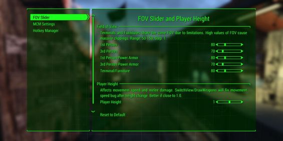Fov Slider And Player Height 日本語化対応 インターフェース Fallout4 Mod データベース Mod紹介 まとめサイト