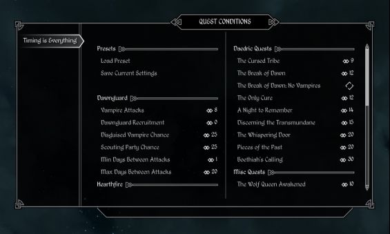 Timing Is Everything Quest Delay And Timing Control ゲームシステム変更 Skyrim Mod データベース Mod紹介 まとめサイト