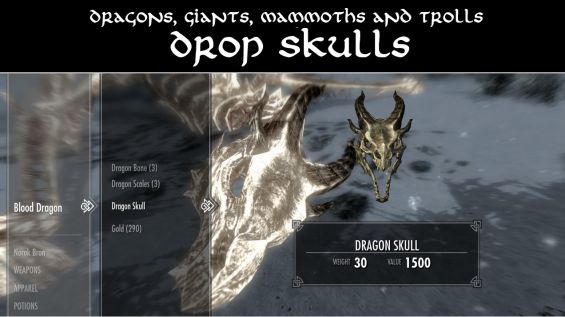 Dragons Giants Mammoths And Trolls Drop Skulls 日本語化対応 イマージョン Skyrim Mod データベース Mod紹介 まとめサイト