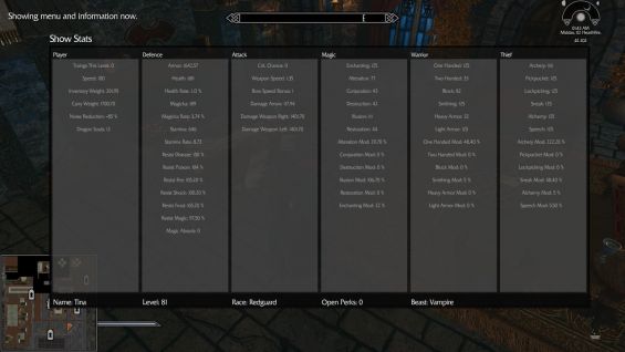 skyrim special edition race stats